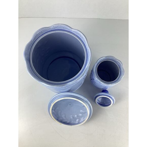 Vintage Lefton Blue Rooster Set Of Ceramic Kitchen Canisters Country Decor - Picture 5 of 8